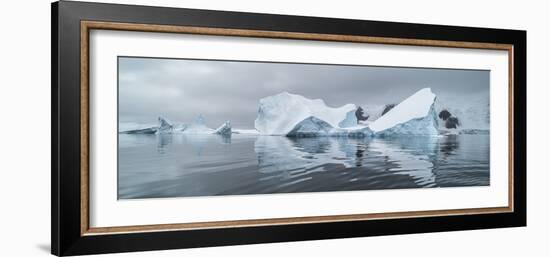 Icebergs floating in the Southern Ocean, Iceberg Graveyard, Lemaire Channel, Antarctic Peninsula...-Panoramic Images-Framed Photographic Print