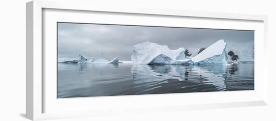 Icebergs floating in the Southern Ocean, Iceberg Graveyard, Lemaire Channel, Antarctic Peninsula...-Panoramic Images-Framed Photographic Print