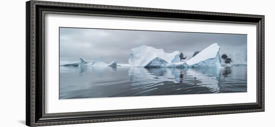 Icebergs floating in the Southern Ocean, Iceberg Graveyard, Lemaire Channel, Antarctic Peninsula...-Panoramic Images-Framed Photographic Print