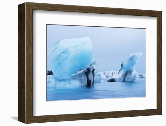 Icebergs floating on Jokulsarlon Glacial Lagoon, Iceland, Polar Regions-Miles Ertman-Framed Photographic Print