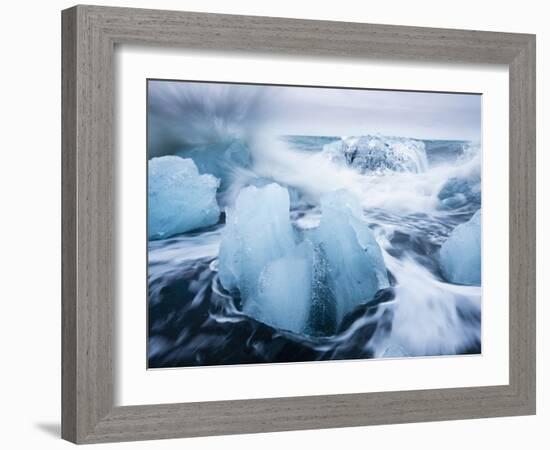 Icebergs from Vatnajokull Glacier, North Atlantic, Jokulsarlon, Skaftafell National Park, Iceland-Paul Souders-Framed Photographic Print