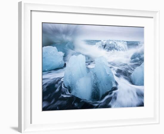 Icebergs from Vatnajokull Glacier, North Atlantic, Jokulsarlon, Skaftafell National Park, Iceland-Paul Souders-Framed Photographic Print