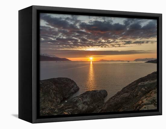 Icebergs in the Uummannaq fjord system, northwest Greenland, Denmark-Martin Zwick-Framed Premier Image Canvas