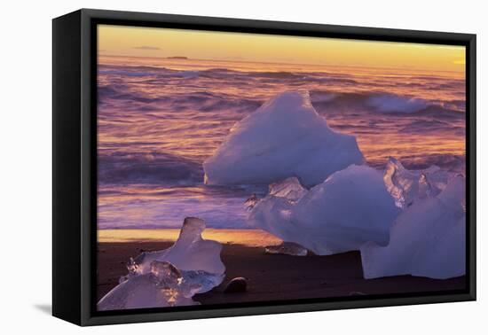Icebergs in the Waves Next to Glacial River Lagoon Jškuls‡rlon (Lake), East Iceland, Iceland-Rainer Mirau-Framed Premier Image Canvas