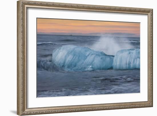 Icebergs in the Waves Next to Glacial River Lagoon Jškuls‡rlon (Lake), East Iceland, Iceland-Rainer Mirau-Framed Photographic Print