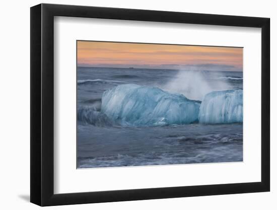 Icebergs in the Waves Next to Glacial River Lagoon Jškuls‡rlon (Lake), East Iceland, Iceland-Rainer Mirau-Framed Photographic Print