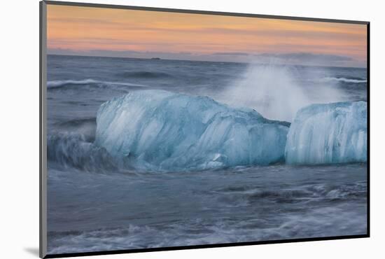 Icebergs in the Waves Next to Glacial River Lagoon Jškuls‡rlon (Lake), East Iceland, Iceland-Rainer Mirau-Mounted Photographic Print