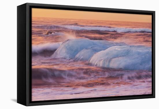 Icebergs in the Waves Next to Glacial River Lagoon Jškuls‡rlon (Lake), East Iceland, Iceland-Rainer Mirau-Framed Premier Image Canvas