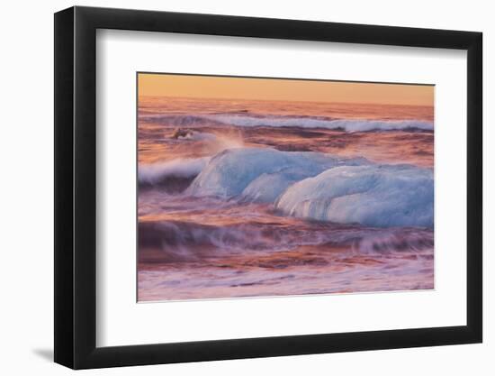 Icebergs in the Waves Next to Glacial River Lagoon Jškuls‡rlon (Lake), East Iceland, Iceland-Rainer Mirau-Framed Photographic Print