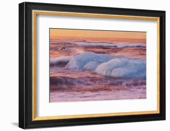 Icebergs in the Waves Next to Glacial River Lagoon Jškuls‡rlon (Lake), East Iceland, Iceland-Rainer Mirau-Framed Photographic Print