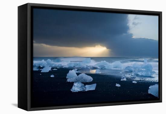 Icebergs on Beach, Jokulsarlon, Iceland, Polar Regions-Ben Pipe-Framed Premier Image Canvas