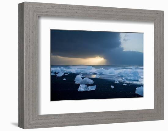 Icebergs on Beach, Jokulsarlon, Iceland, Polar Regions-Ben Pipe-Framed Photographic Print