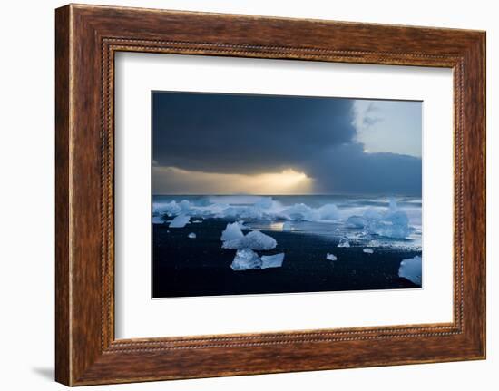 Icebergs on Beach, Jokulsarlon, Iceland, Polar Regions-Ben Pipe-Framed Photographic Print