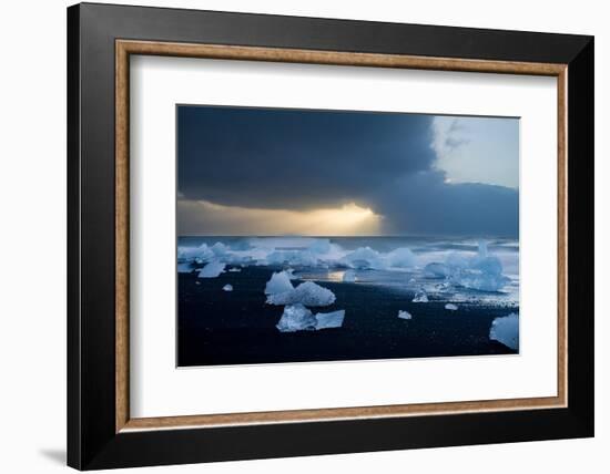 Icebergs on Beach, Jokulsarlon, Iceland, Polar Regions-Ben Pipe-Framed Photographic Print