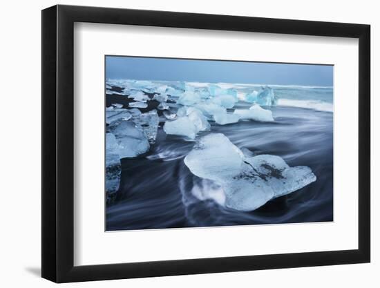 Icebergs on the beach at Jokulsarlon, Iceland, Polar Regions-Miles Ertman-Framed Photographic Print