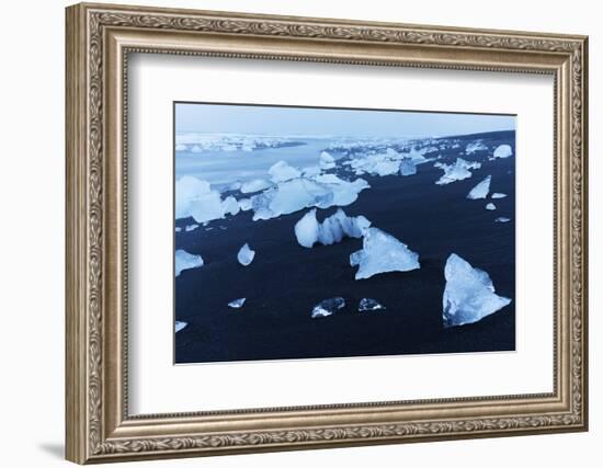 Icebergs on the beach at Jokulsarlon, Iceland, Polar Regions-Miles Ertman-Framed Photographic Print