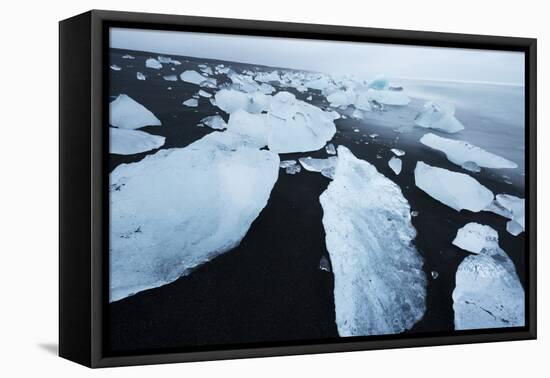 Icebergs on the beach at Jokulsarlon, Iceland, Polar Regions-Miles Ertman-Framed Premier Image Canvas