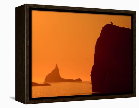 Icebergs Silhouetted at Sunset, Disko Bay, Greenland, August 2009-Jensen-Framed Premier Image Canvas