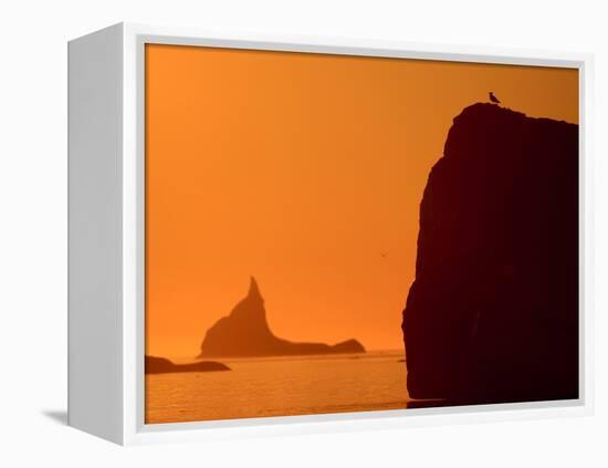 Icebergs Silhouetted at Sunset, Disko Bay, Greenland, August 2009-Jensen-Framed Premier Image Canvas