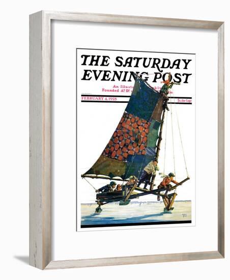 "Iceboat," Saturday Evening Post Cover, February 4, 1928-Eugene Iverd-Framed Giclee Print