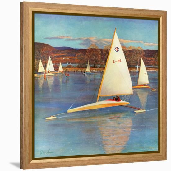 "Iceboating in Connecticut", November 28, 1959-John Clymer-Framed Premier Image Canvas