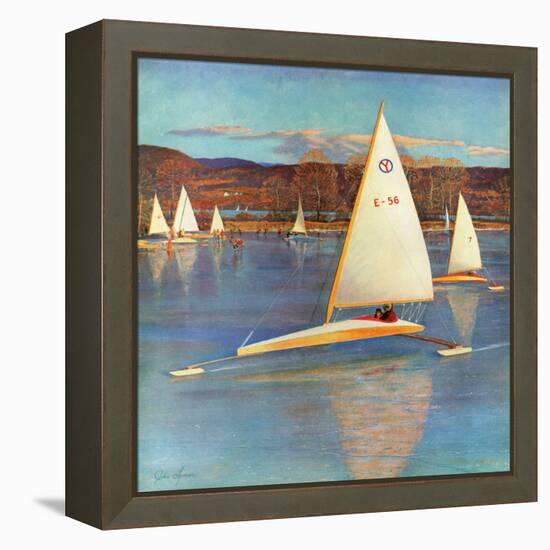 "Iceboating in Connecticut", November 28, 1959-John Clymer-Framed Premier Image Canvas