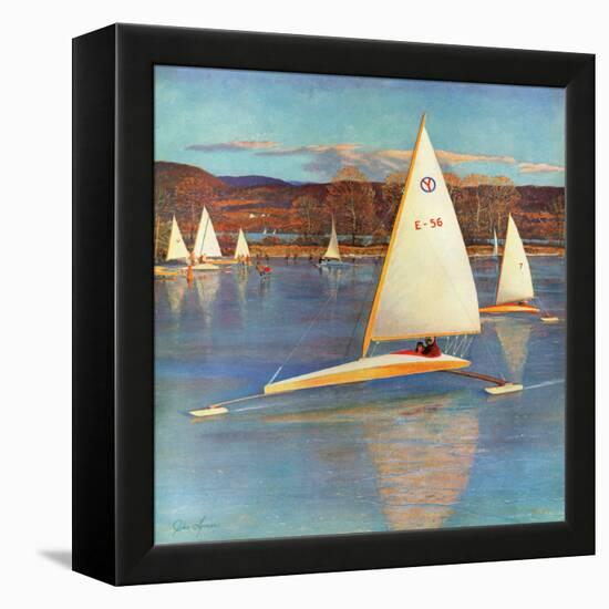 "Iceboating in Connecticut", November 28, 1959-John Clymer-Framed Premier Image Canvas