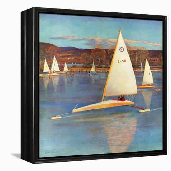 "Iceboating in Connecticut", November 28, 1959-John Clymer-Framed Premier Image Canvas