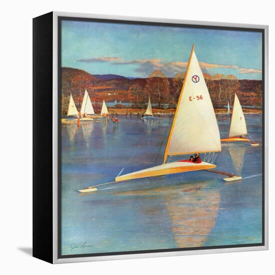"Iceboating in Connecticut", November 28, 1959-John Clymer-Framed Premier Image Canvas