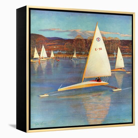 "Iceboating in Connecticut", November 28, 1959-John Clymer-Framed Premier Image Canvas