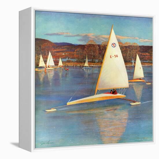 "Iceboating in Connecticut", November 28, 1959-John Clymer-Framed Premier Image Canvas