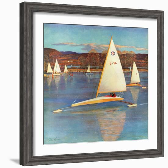 "Iceboating in Connecticut", November 28, 1959-John Clymer-Framed Giclee Print