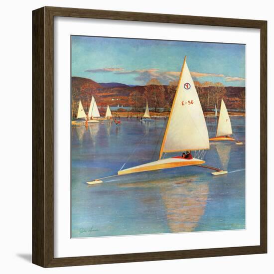 "Iceboating in Connecticut", November 28, 1959-John Clymer-Framed Giclee Print