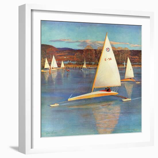 "Iceboating in Connecticut", November 28, 1959-John Clymer-Framed Giclee Print