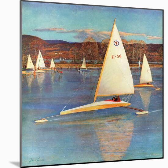 "Iceboating in Connecticut", November 28, 1959-John Clymer-Mounted Giclee Print