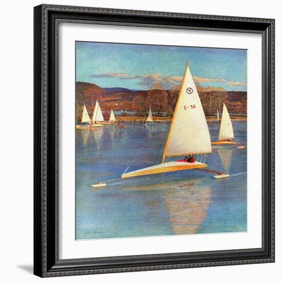 "Iceboating in Connecticut", November 28, 1959-John Clymer-Framed Giclee Print