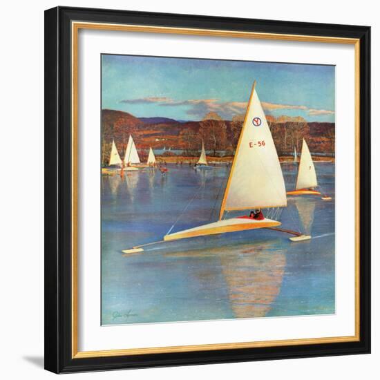 "Iceboating in Connecticut", November 28, 1959-John Clymer-Framed Giclee Print