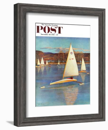 "Iceboating in Connecticut" Saturday Evening Post Cover, November 28, 1959-John Clymer-Framed Giclee Print