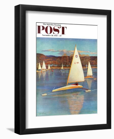 "Iceboating in Connecticut" Saturday Evening Post Cover, November 28, 1959-John Clymer-Framed Giclee Print