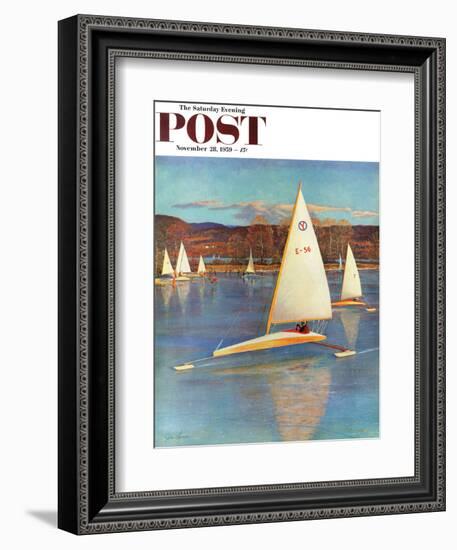 "Iceboating in Connecticut" Saturday Evening Post Cover, November 28, 1959-John Clymer-Framed Giclee Print