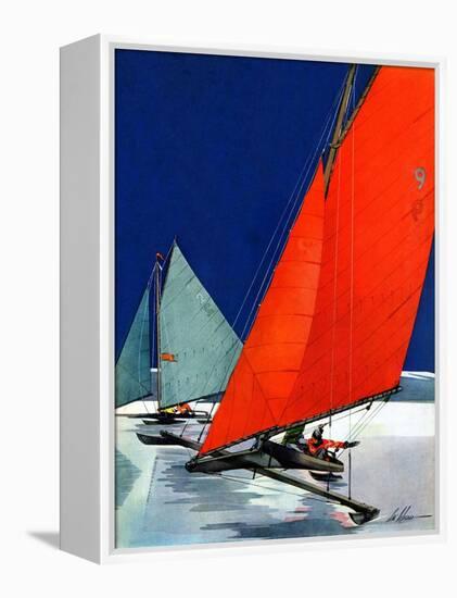 "Iceboats Racing,"February 18, 1939-Ski Weld-Framed Premier Image Canvas