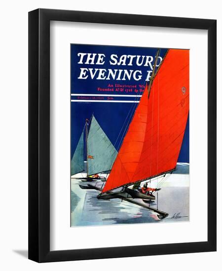 "Iceboats Racing," Saturday Evening Post Cover, February 18, 1939-Ski Weld-Framed Giclee Print