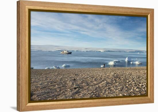 Icebreaker anchoring behind an iceberg, Paulet Island, Antarctica, Polar Regions-Michael Runkel-Framed Premier Image Canvas