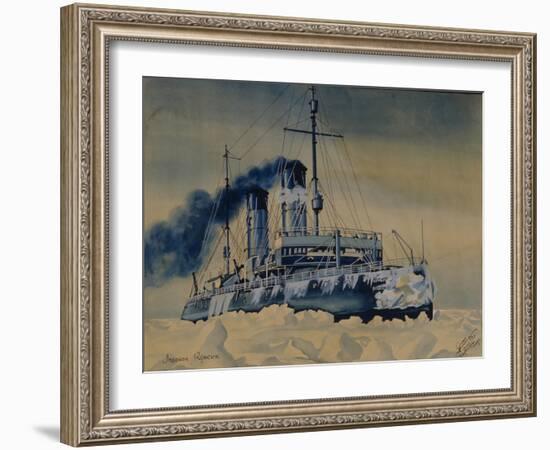 Icebreaker Krasin Among Ice Floes in the Barents Sea, 1932-null-Framed Giclee Print