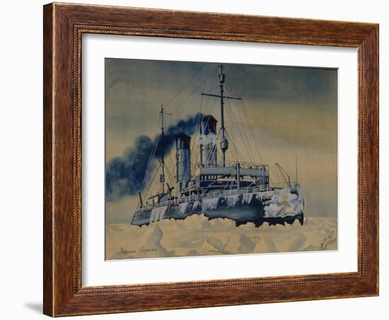 Icebreaker Krasin Among Ice Floes in the Barents Sea, 1932-null-Framed Giclee Print