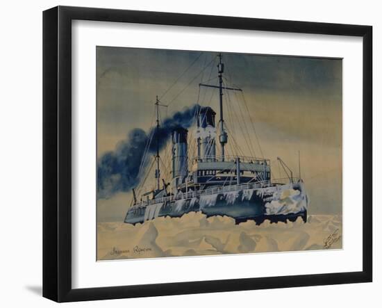 Icebreaker Krasin Among Ice Floes in the Barents Sea, 1932-null-Framed Giclee Print