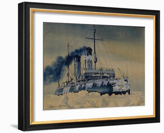 Icebreaker Krasin Among Ice Floes in the Barents Sea, 1932-null-Framed Giclee Print