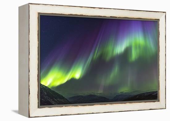 Iceland, Akureyri. Northern Lights glowing.-Ellen Goff-Framed Premier Image Canvas