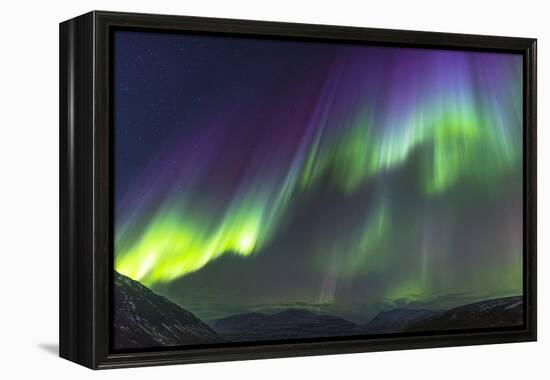 Iceland, Akureyri. Northern Lights glowing.-Ellen Goff-Framed Premier Image Canvas