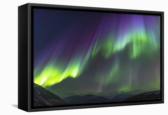 Iceland, Akureyri. Northern Lights glowing.-Ellen Goff-Framed Premier Image Canvas